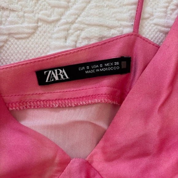 Zara Satin Tie Dye Pink & Orange Strappy Slip Dress - Picture 7 of 7